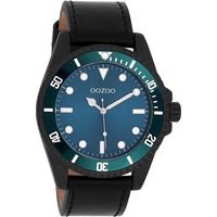 OOZOO Quarzuhr Oozoo Herren Armbanduhr Timepieces Analog, (Analoguhr), Herrenuhr rund, groß (ca. 44mm) Lederarmband, Elegant-Style schwarz