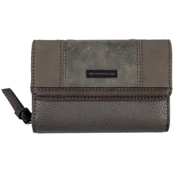 Geldbörse TOM TAILOR "Juna", grau, Polyurethan, kontrastfarbene Details, casual, Kleinlederwaren, soft genarbtes ledriges Material mit glänzenden Metall-Accessoires