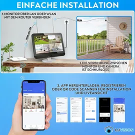 LuVision Dual WLAN PTZ Überwachungssystem mit Monitor 5MP, Mikrofon, Sirene, Nachtsicht, Bewegungsverfolgung 2 Kameras