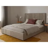 vente-unique Bett mit Bettkasten - 180 x 200 cm mit Kopfteil - Stoff - Beige - SARAH
