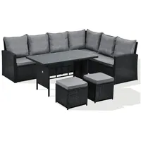 SVITA Loungeset MONROE, (Set, 4-tlg., Gartenlounge), Garten-Lounge, Poly-Rattan, Sitzgruppe, Outdoor, Lounge-Möbel schwarz