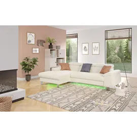 Cotta Ecksofa Komaris, Ecksofa, wahlweise mit RGB-LED-Beleuchtung und Bettfunktion/Bettkasten, weiß