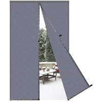 Risareyi Magnet Wärmeschutzvorhang Tür 230x250cm, Grau Thermo Türvorhang Kälteschutz für Türen Winter Wasserdicht Winddicht Staubdicht Schwerem Kälteschutzvorhang Haustür Balkontür Klimaanlage