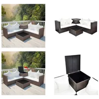 vidaXL 4 tlg. Garten Lounge Set mit Auflagen Poly Rattan Braun - Gartenmöbel-Set - Gartenmöbel-Sets - Gartensofa - Gartensofas - Braun