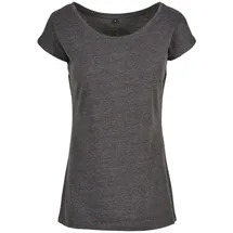 Build Your Brand Ladies Wide Neck Tee Charcoal XS