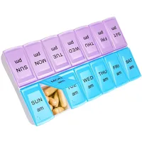 Tablettenbox 7 Tage Medikamentenbox 7 Tage 2 Fächer Morgens Abends Pillendose 7 Tage Pillenbox 7 Tage Tabletten Organizer Tablettendose für Medikamente Fischöl Vitamine Nahrungsergänzungsmittel