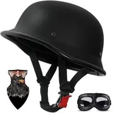 HALYING Mofa Helm Halbschalenhelm mit ECE-Zertifizierung - Chopper Helm Retro Jethelm für Erwachsene Männer/Frauen (ABS-Auffangschicht/Elastisches Innenfutter) - Schnellverschlussschnallen