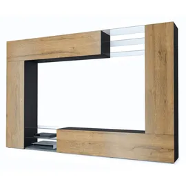 Vladon Wohnwand, Eiche, Holzwerkstoff, 262x182.5x39 cm, Wohnzimmer, Wohnwände, Anbauwände