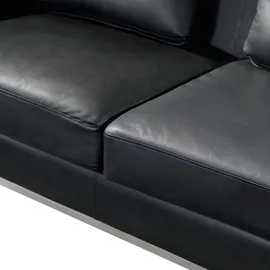 Beliani Ecksofa Schwarz Echtleder L-Förmig Rechtsseitig Modern Wohnzimmer - Schwarz/Silber