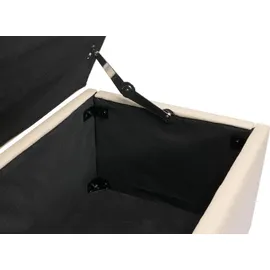Mendler Garnitur Sitzgruppe Bank mit Aufbewahrung Kriens XXL+4 Stühle Littau, Kunstleder/Leder FSC®-zertifiziert ~ creme