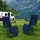 ETC Shop Klappstuhl Gartenstuhl mit Kopfkissen Strandstuhl Sonnenliege Hochlehner Campingstuhl Liegestuhl klappbar, Metall Textil blau schwarz, max. 100kg, L 153 cm