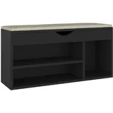 vidaXL Schuhbank mit Kissen Schwarz 104x30x49 cm Holzwerkstoff