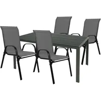 Mojawo Gartengarnitur Sitzgarnitur 5-teilig 180x90cm Non-Wood Anthrazit