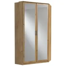 freiraum Eckkleiderschrank Click Plankeneiche / Spiegel - 95x198x95 (BxHxT) braun