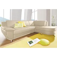 Ecksofa TRENDMANUFAKTUR "Rondo, zeitlos und elegant, bequem, L-Form", beige, B:265cm H:85cm T:190cm, Softlux-Kunstleder;Primabelle-Microfaser;NaturLeder (handschuhweiches Rindsleder in Sitz und Rücken mit SOFTLUX-Kunstleder als Korpus-Bezug);Struktur (23% Polyacryl, 77% Polyester), Sofas, Ecksofa, wahlweise mit Federkern, wahlweise mit Bettfunktion