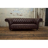 JVmoebel 3-Sitzer Polster Sofa Design Klassische Sofas Chesterfield 100% Leder Sofort, Made in Europa braun