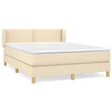 vidaXL Boxspringbett mit Matratze Creme 140x200 cm Stoff