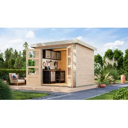 Gartenhaus KARIBU "Jupiter 3 A", naturbelassen, weiß, ohne Fußboden, Holz, Stahl, Gartenhäuser, in verschiedenen Farben