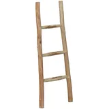 Relaxdays Dekoleiter, 90 cm hoch, Holzleiter Garten, 3 Sprossen, Kastanie, Handarbeit, Handtuch- Kleiderleiter, Natur