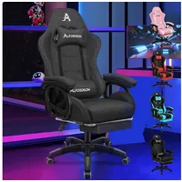 Luxuskollektion Gamingstuhl mit Massage, Fußstütze, verstellbarer Rückenlehne, Leinen