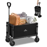 Naturehike Bollerwagen Faltbar 90L 120KG Tragkraft zusammenklappbarer Gartenwagen mit Bremsen Klappbarer Handwagen Verstellbarem Griff für Camping Strand Einkaufen(Schwarz 90L)