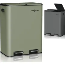 MAXCRAFT Mülleimer / Treteimer mit Soft Close Deckel und 2 Inneneimern - 60 Liter in Grün