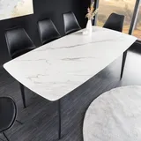 riess-ambiente Esstisch MILANO 160cm Marmor weiß Keramik schwarzes Metallgestell - Weiß