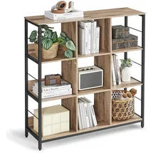 VASAGLE Bücherregal 30 x 100 x 103,1 cm Kamelbraun-Tintenschwarz