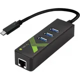 TECHLY EFB IDATA-USB-ETGIGA-3C2 USB3.1 Typ-C Konverter auf 1x RJ45,Buchse & 3x USB3.0 A Buchse IDATAUSBETGIGA3C2