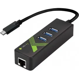 TECHLY EFB IDATA-USB-ETGIGA-3C2 USB3.1 Typ-C Konverter auf 1x RJ45,Buchse & 3x USB3.0 A Buchse IDATAUSBETGIGA3C2