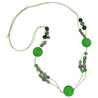 Gallay Perlenkette Kette Kroko-Perle grün-transparent (1-tlg) grün