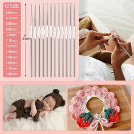 luxuskollektion Häkelnadel Set Rosa Katze für Anfänger mit Häkelgarn und Zubehör