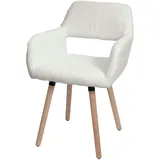 Mendler Esszimmerstuhl HWC-A50 II, Stuhl Küchenstuhl Polsterstuhl, Holz Stoff/Textil Bouclé (450g/m2) creme