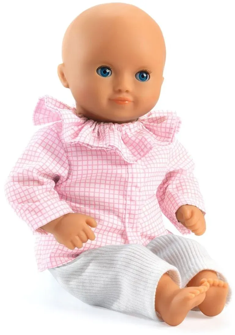 Djeco Pomea Puppe Alba 32 cm - Weiche Stoffpuppe, blondes Haar, inkl. Outfit - Puppenfreundin ab 18 Monaten