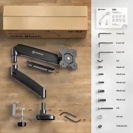 ONKRON Monitorhalterung G50-B für VESA TFT, Tisch-Befestigung, Schwarz