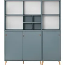 Schildmeyer Büromöbel-Set SCHILDMEYER "Serie 500", blau (fjord), Holzwerkstoff, Arbeitsmöbel-Sets, Büromöbel-Set, bestehend aus 2 Regalen, 2 Schränken, 1 Regalkreuz