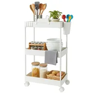 Relaxdays Rollwagen 3 Etagen Servierwagen Küchenwagen Bad & Büro