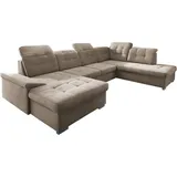 Livetastic Wohnlandschaft, Taupe, Textil, Uni, 6-Sitzer, Ottomane rechts, U-Form, 330x212 cm, Made in Eu Liegefunktion, seitenverkehrt erhältlich, Schlafen auf Sitzhöhe, Rücken echt, Armteil links, Wohnzimmer, Sofas , Couches, Wohnlandschaften,