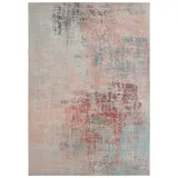 andiamo Teppich Pila | Dünner Designteppich für Wohnzimmer und Schlafzimmer | Abstrakt | Grau-Lachs 160 x 230 cm