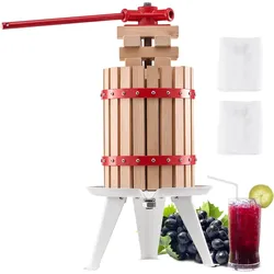 VEVOR Obstweinpresse Apfelmühle Manuelle Presse Weinherstellung 6L mit Holzkorb