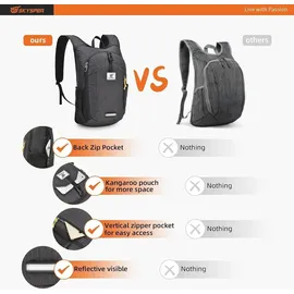 luxuskollektion 10L Faltbarer Rucksack Daypack Schwarz