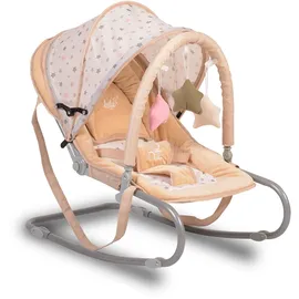 Moni Babywippe Lulu Sitzposition verstellbar Spielbogen Tragehenkel Metallrahmen in beige