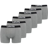 Levis Levi's Herren Levi's Men's Solid Basic Boxers (6 pack) Boxer Shorts, grey, S
