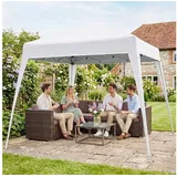 Outsunny Faltpavillon 2,4x2,4m Pavillon Faltzelt mit UV-Schutz, Partyzelt inkl. Tragetasche für Garten, Balkon, Stahl Weiß