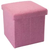Intirilife Sitzhocker Faltbar Leinen 30 x 30 x 30 cm Kirschenblüten Pink