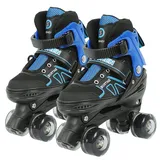 Roller für Kinder Mädchen Jungen Erwachsene Rollschuh für Mädchen Quad-Roller mit 8 Rädern, Rollschuh für Kinder 4 Größen verstellbar, Rollschuhe mit Doppelreihe (Blau Schwarz, nicht leuchtende Räder