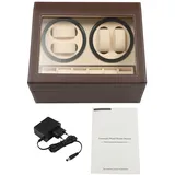 DHQCQL Automatik Uhrenbeweger, Uhrenaufbewahrung mit 4 Uhrenbewe + 6 Uhren, PU-Leder Uhrenbeweger Display-Boxen, Drehen Mute Uhrenbeweger 4 uhren für Uhrengeschäft Zuhause, 30×24×18 CM