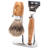 MÜHLE KOSMO 3tlg. Rasierset, feines Dachshaar, Gillette® Fusion?, Griffmaterial Olivenholz Rasur Herren