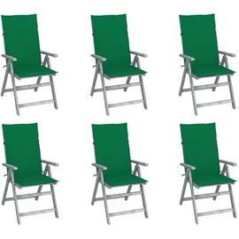 vidaXL Hochlehner Gartenstuhl 57 x 69 x 110 cm grau/grün 6 St.