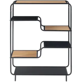 [en.casa] Standregal Kristiansand 101 x 80 x 30 cm Schwarz/Eiche-Optik